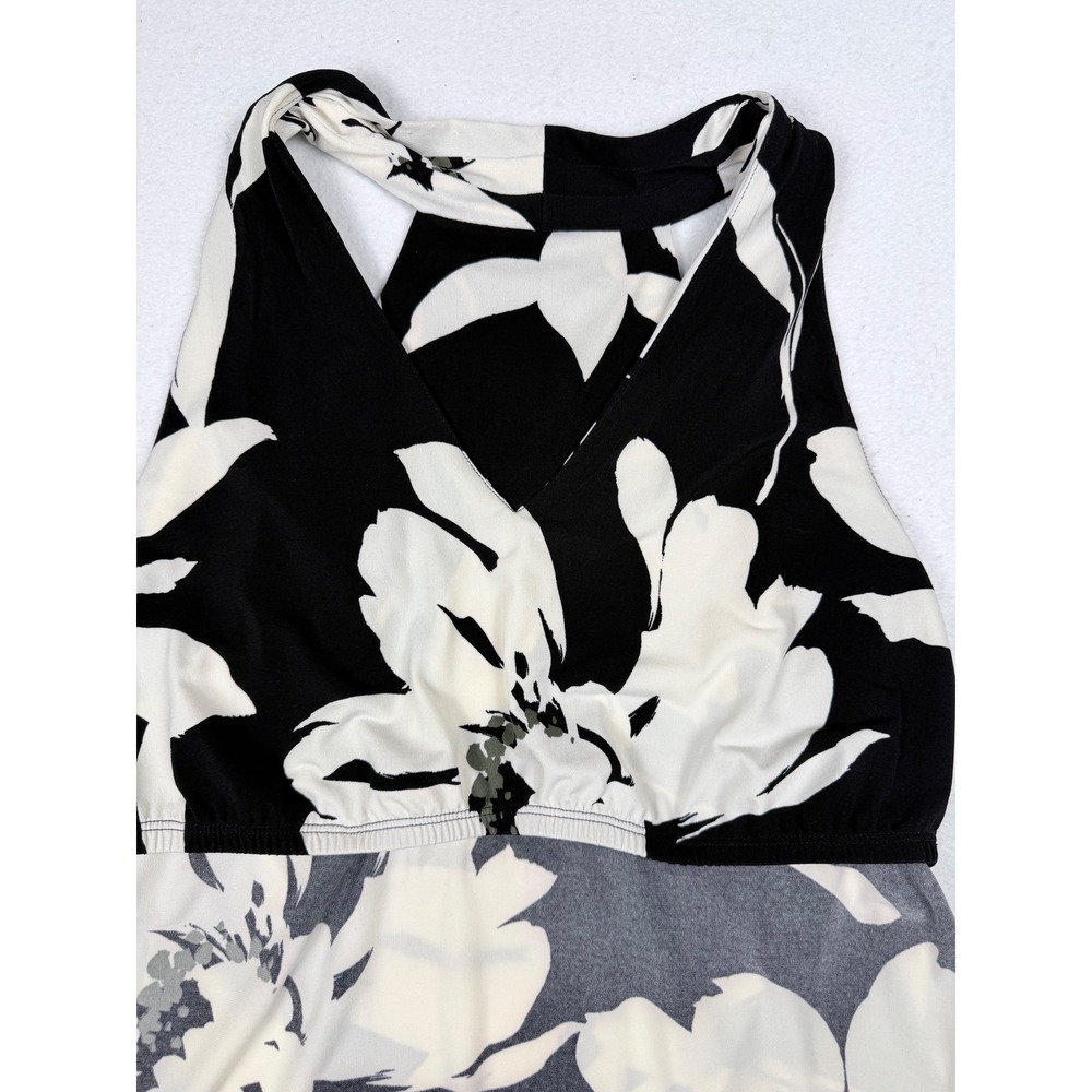 Tommy Bahama Womens Black White Floral V-Neck Shift Dress SW221646BR Size Medium - Picture 9 of 10